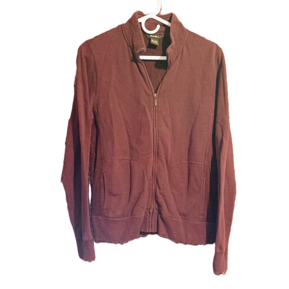 Eddie Bauer women's M full-zip fleece or sweatshirt jacket burgundy/maroon